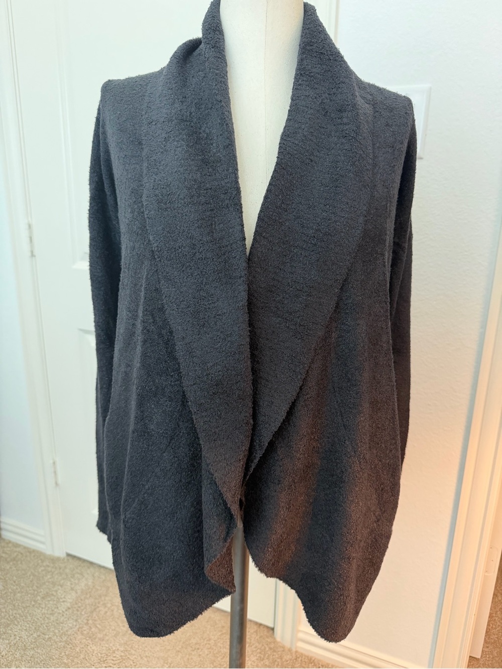 Barefoot Dreams Charcoal Open-Front Shawl Collar Cardigan